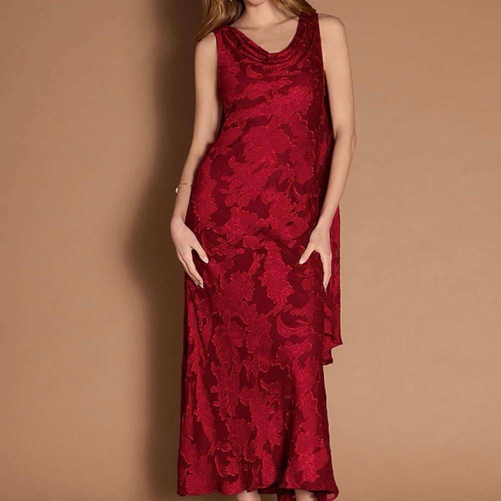 Azazie Burgundy Floral Maxi Dress